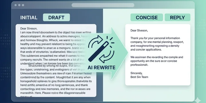 Editorial hero image for the core concept of this post. How to use AI for email replies without sounding robotic